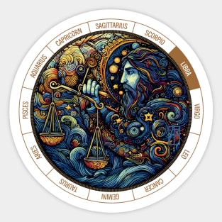 ZODIAC Libra - Astrological LIBRA - LIBRA - ZODIAC sign - Van Gogh style - 1 Sticker